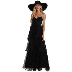 Black Tulle Sleeveless Bustier Dress  SZ.M Witchy Vamp Romantic Gothic Bohemian